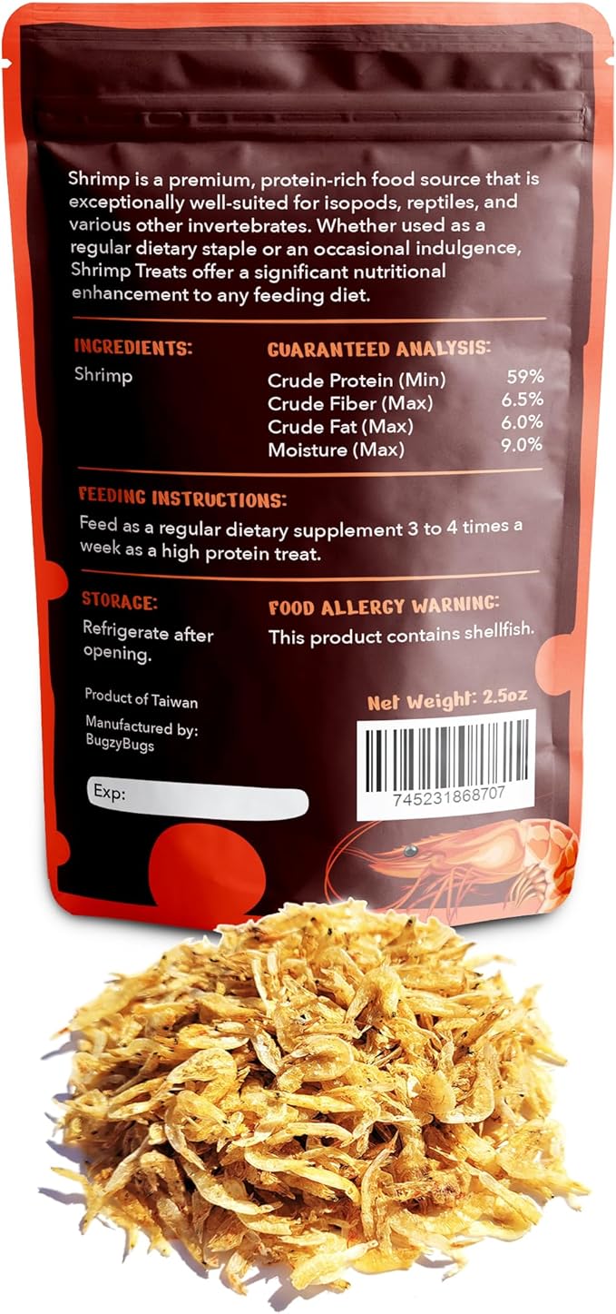 Isocare Premium Dried Shrimp Treats Protein Rich Food Source for Isopods Insects Reptiles Feeders Invertebrates