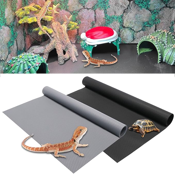 Reptile Carpet Reptile Mat 2 Pack Bearded Dragon Leopard Gecko Substrate Bearded Dragon Tank Flooring Snake Tortoise Bedding Bearded Dragon Tank Accessories 17.5?€??€? x 79.7?€??€? -Two-Tone