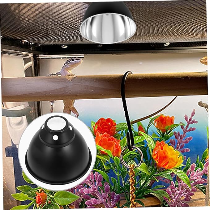 Cabilock 4pcs Reptile Heat Lamp Shade Reflector for Terrarium Insulated Design Easy to Install Compatible Various Reptile Tanks Thick Reflective Dome