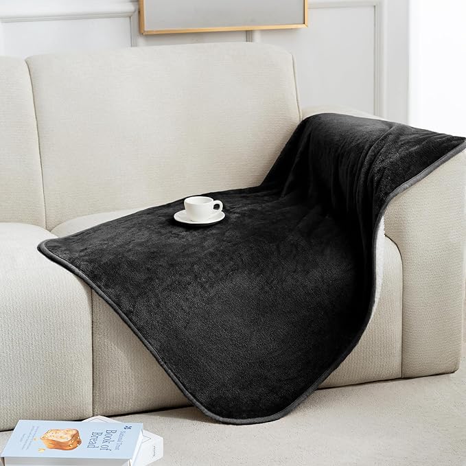 gogobunny Waterproof Pet Blanket for Small Dogs and Cats, Reversible Sherpa Fleece Soft Plush Throw for Couch Protection, Washable Furniture Protector (Black, 30x40 inches)