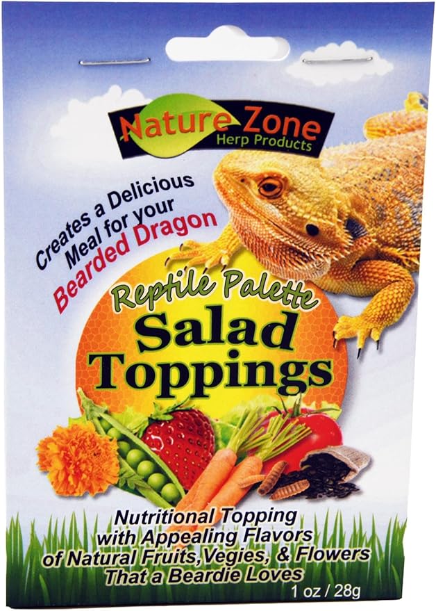 Nature Zone Salad Toppings for Bearded Dragons ?€? Nutritious Mix of Veggies, Fruits, Flowers, Seeds & Mealworms ?€? Healthy Reptile Food Topper, 1 oz