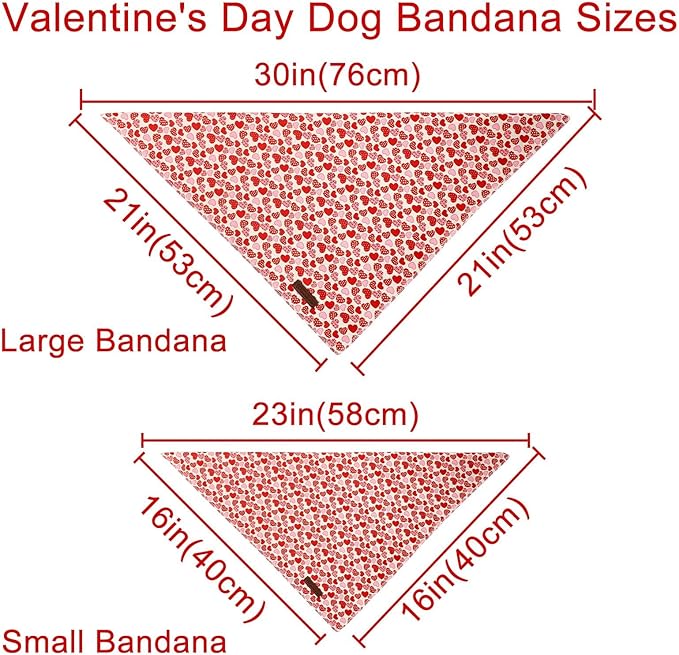 Valentine’s Dog Bandana, UP URARA PUP Valentine Triangle Bid Scarf for Girl Boy Small Medium Dogs or Cats, Adorable Puppy Wedding & Valentine’s Bandana, Cute Soft Cotton Pet Kerchief, L