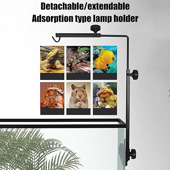 Reptile Glass Mount Lamp Stand, Reptile Light Stands Adjustable, Adjustable Heat Light Fixture Holder, Aquariums Hunging Lights Stand | Adjustables Small Reptiles Dome Lamp Bracket For Tortoise