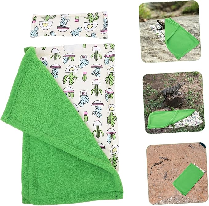 SUPVOX Reptile Sleeping Bag with Pillow Warmth Lizard Mat for Crawling Pets Comfortable Blanket for Bearded Dragons Snakes and Lizards