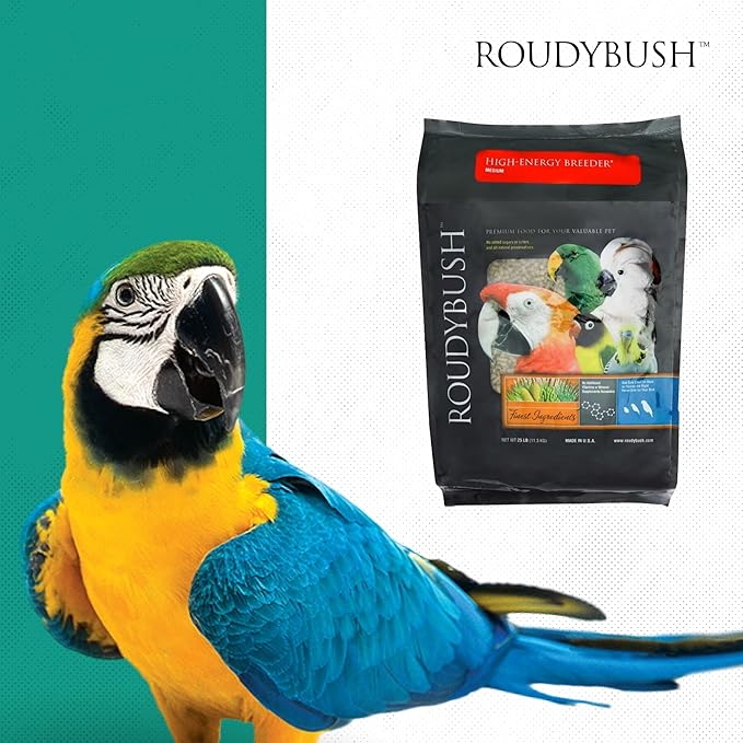 Roudybush High Energy Breeder Food for Breeding & Weaning Birds-Scientifically Formulated Bird Feed-Bird Food Pellets w/ Corn, Wheat, Soy - Nutritious & Healthy Feed for Birds (Medium, 44oz)
