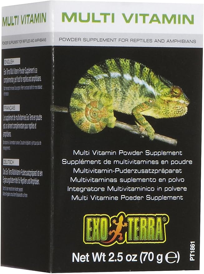 Exo Terra Multi Vitamin Powder Supplement for Reptiles & Amphibians - Balanced Blend of Vitamins, Minerals, Amino Acids & Trace Elements - Supports Growth, Reproduction & Vital Functions 2.5 oz