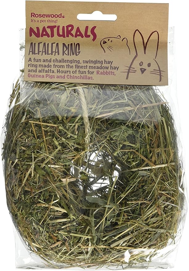 Rosewood Naturals Alfalfa Ring, Small Animal Treat and Toy for Rabbits, Guinea Pigs, Chinchillas and Degus (Pack of 1)