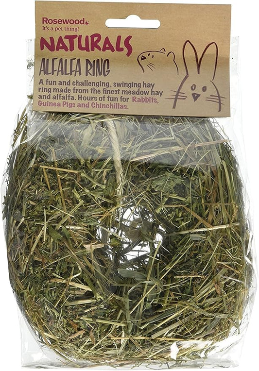 Rosewood Naturals Alfalfa Ring, Small Animal Treat and Toy for Rabbits, Guinea Pigs, Chinchillas and Degus (Pack of 1)