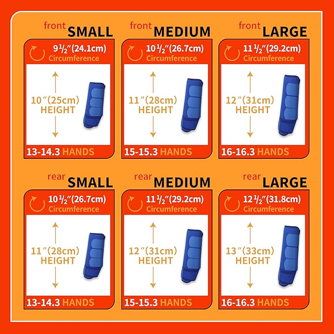 Medicine Horse Boots Splint Boots for Horses Protective Lower Limb Brushing Boots Front Hind Leg Protection Gear Set of 4 (Blue, Small)