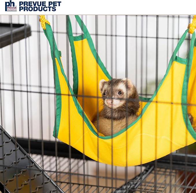 Prevue Pet Products Feisty Ferret Home Bundle with Stand, Black Hammertone with Hammock and Suede Ferret Tunnel