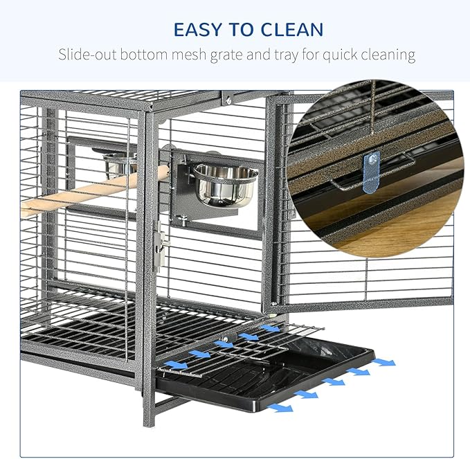 Portable Bird Cage Travel Carrier for Medium Birds Lightweight & Durable with Removable Bowls & Perches,Easy-Clean Tray for Cockatiels,Conures,Parakeets On The Go