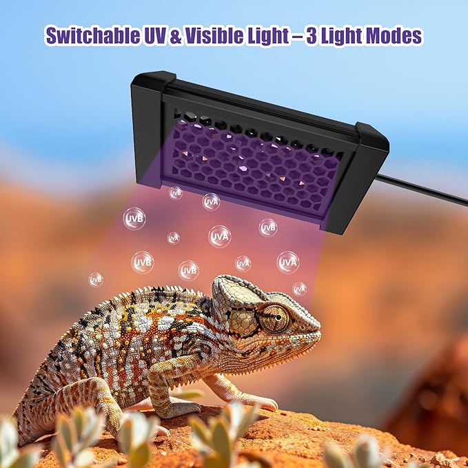 5" Aluminum UVB 10.0 LED Reptile Light Bar with Timer & Dimmer, Ultra-Slim Metal UVB/UVA Lamp for Terrariums – Even Light Output, Long Lifespan, Ideal for Bearded Dragons, Turtles & Lizards