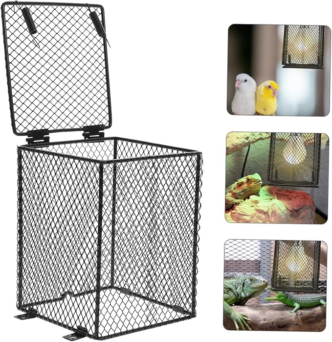 SUPVOX Bird Cage Lamp Cover Mesh Lampshade for Reptiles Easy Installation High-Temperature Protects Pets from Burns Suitable for Turtles Hamsters and Birds