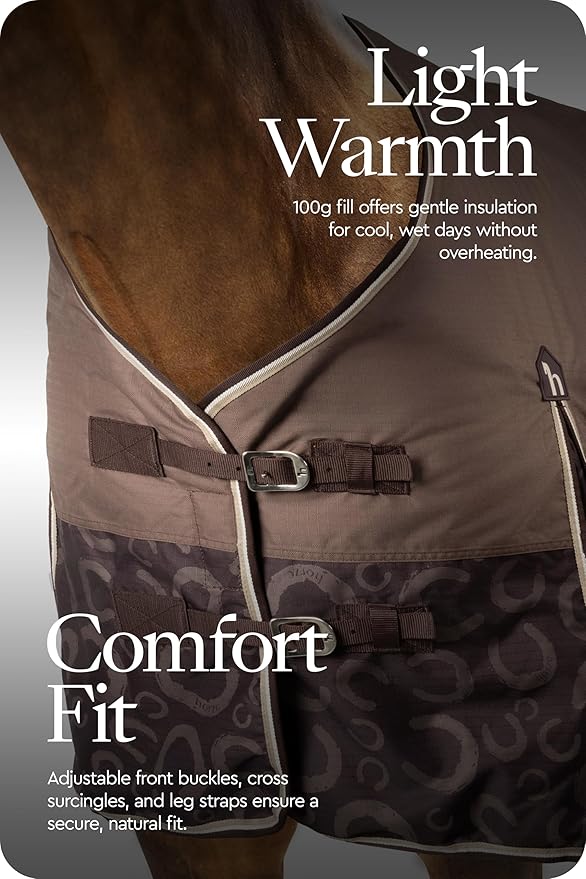 HORZE Glasgow Lightweight Waterproof Horse Turnout Blanket (100g Fill) - Chocolate Plum - 69 in