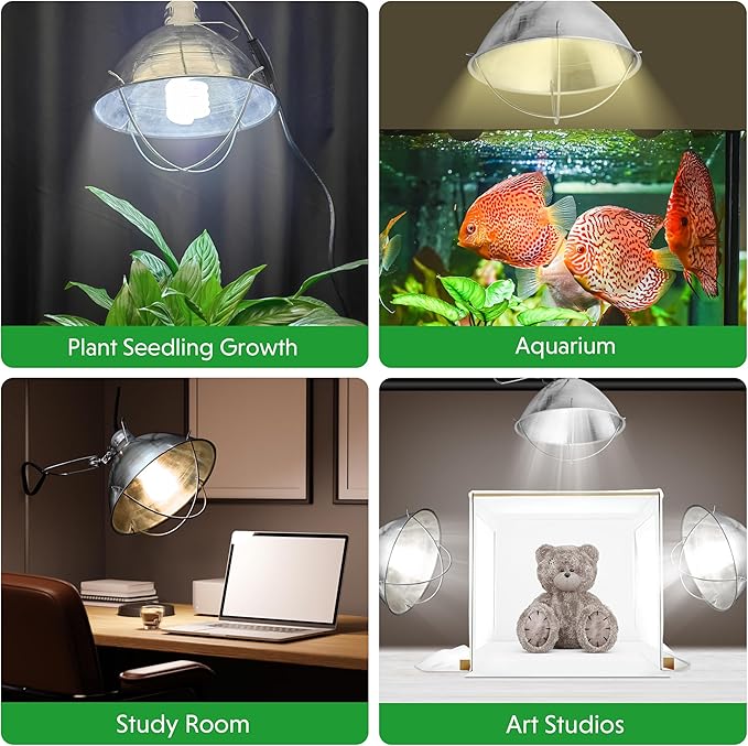 Simple Deluxe Clamp Lamp Light with 10.5 Inch Adjustable Aluminum Reflector and 6 Feet Cord, up to 250W E26 Socket (no Bulb Included), 2-Pack