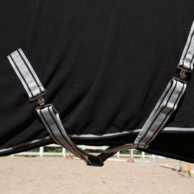 LEAFOREST Horse Fleece Blanket Polar Fleece Cooler Liner Soft Exercise Blankets for Horses Moisture Wicking Sheet in The Barn, Stable, Stall, Pasture, Paddock Black 84 inches
