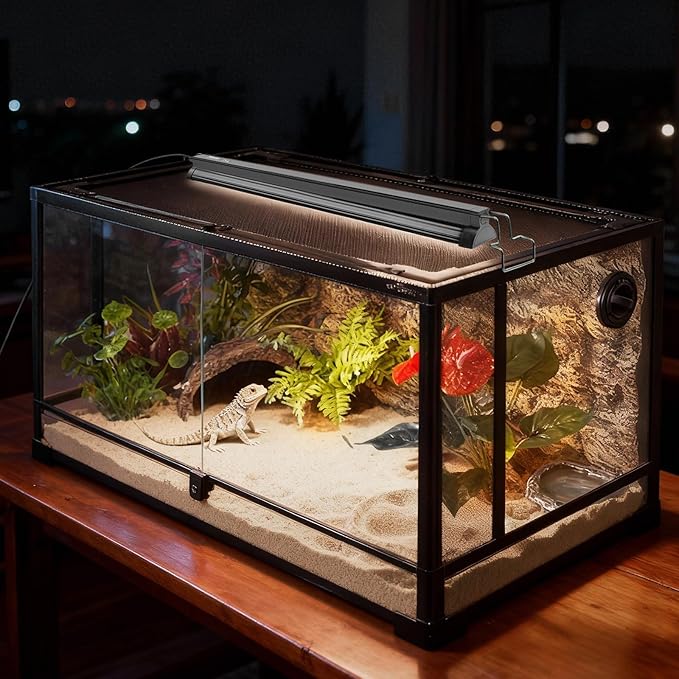 T5 HO UVB Reptile Light Fixture with 10.0 UVB Bulb, 24W High Output UVB Light for Reptiles, 22" T5 UVB Light Bar for Bearded Dragons, Tortoises, Iguanas, Desert Reptile UVB Lamp for Terrarium Lighting