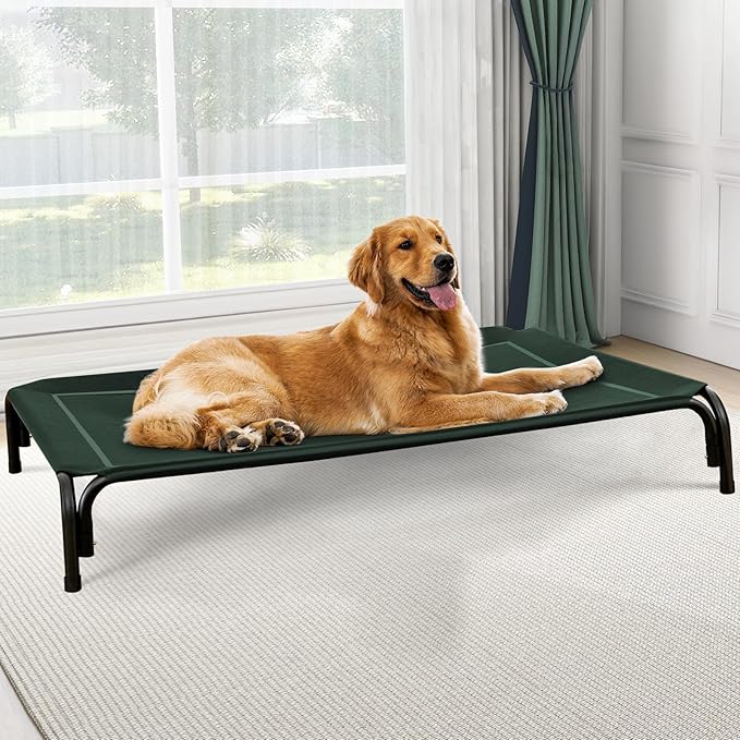 Czpalo Elevated Pet Bed, Raised Outdoor Dog Bed for Extra Large Sized Dog, Portable Cooling Pet Cot with Breathable & Washable Mesh, Indoor & Outdoor Pet Hammock with Skid-Resistant Feet.
