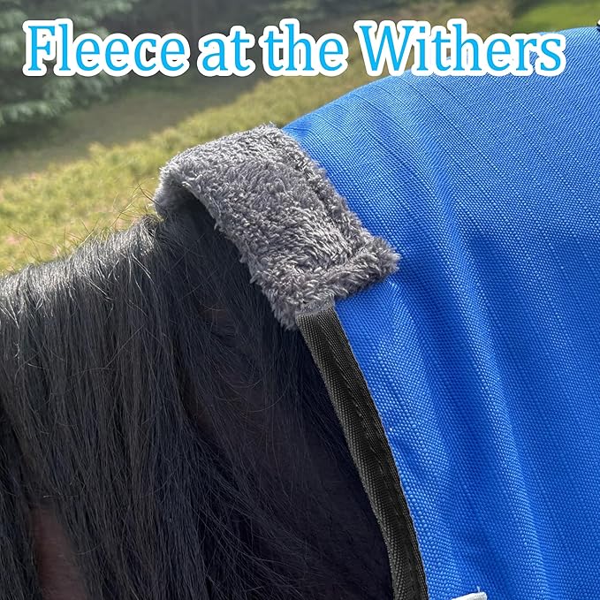 Horse Turnout Blanket, 1680 D Horses Blanket with Detachable Neck Cover, 220g Filling Medium Weight Blankets, Waterproof Snow Proof Blanket for Horses