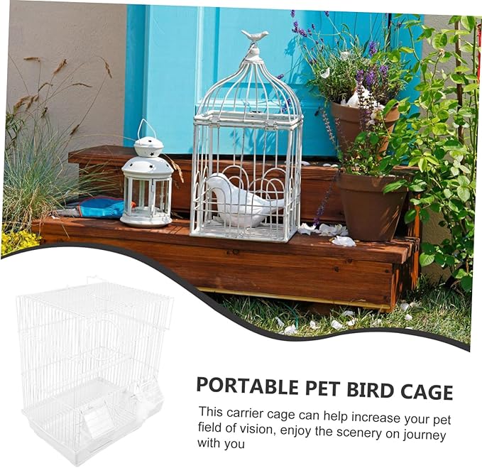 Luxshiny Portable Metal Bird Cage for Parrots and Parakeets Breathable Steel Travel Carrier with Spacious Design Secure Wire Construction for Comfortable Pet Transport