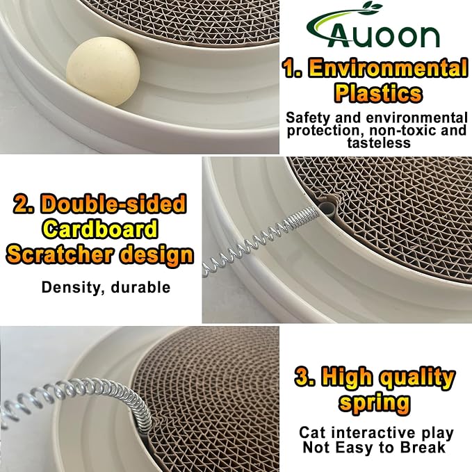AUOON Cat Scratcher Toy with Ball Track for Indoor Cats Kittens, Milk Shake - Image 6