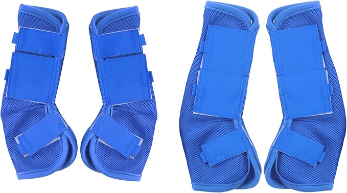 LEAFOREST Horse Fly Boots Set of 4 - Non Slip Leg Protection for Donkey Mini Pony Draft, Breathable Mesh Fly Boots for Pasture & Barn Use Deep Blue Pony