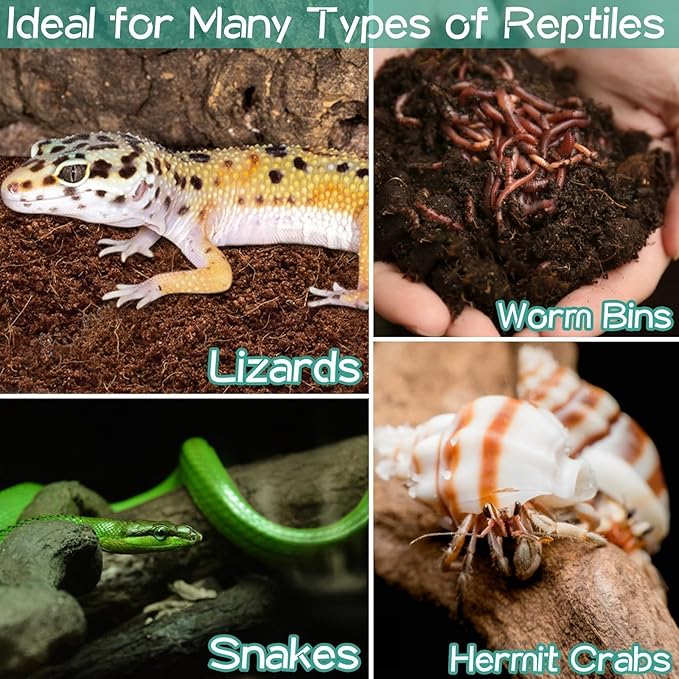 Halatool 4 Pack Compressed Coconut Fiber Substrate for Reptile, 100% Organic Premium Coconut Husk Substrate Terrarium Bedding for Tortoises Beard Dragon Leopard Gecko Snake Tarantula Worm Bins