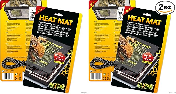 Exo Terra Heat Mat – Self-Regulating Reptile Heating Pad for Terrariums, Conductive Source for Reptiles & Amphibians, Fast Warm-Up, Safe & Energy Efficient, Even Distribution 8W (Pack of 2)
