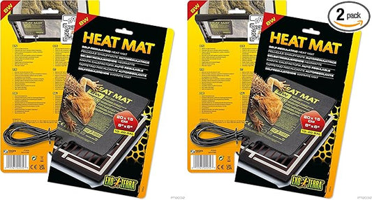 Exo Terra Heat Mat – Self-Regulating Reptile Heating Pad for Terrariums, Conductive Source for Reptiles & Amphibians, Fast Warm-Up, Safe & Energy Efficient, Even Distribution 8W (Pack of 2)