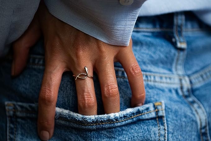14k Solid Gold Snake Ring - 14k Gold Animal Rings for Women - Gift for Snake Lover - Reptile Lover Gifts - 14k Real Gold Gothic Jewelry