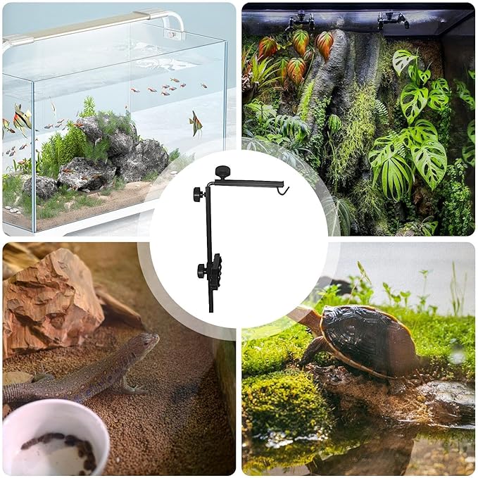 Reptile Glass Mount Lamp Stand, Reptile Light Stands Adjustable, Adjustable Heat Light Fixture Holder, Aquariums Hunging Lights Stand | Adjustables Small Reptiles Dome Lamp Bracket For Tortoise