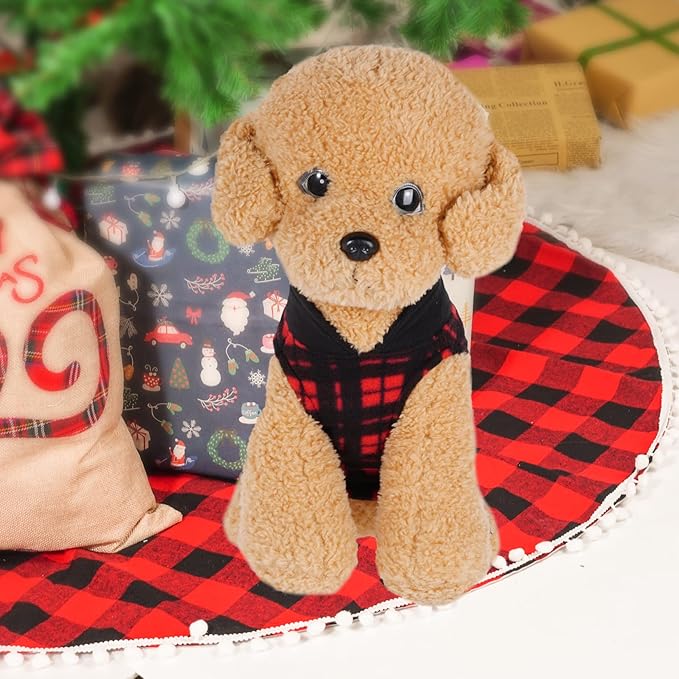 Rbenxia 4 Pieces Buffalo Plaid Dog Sweaters with Leash Ring Soft Fleece Vest Dog Pullover Warm Jacket Pet Dog Clothes Winter Dogs Outfits for Small Puppy Cat Pets (XX-Large)