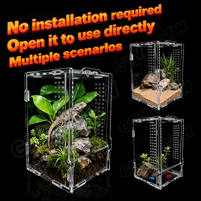 The Ultimate Small Animal Terrarium 4.72" x 4.33" x 7.8": A Versatile Reptile & Critter Tank for Lizards, Spiders, Snakes, Frogs, Hermit Crabs & More