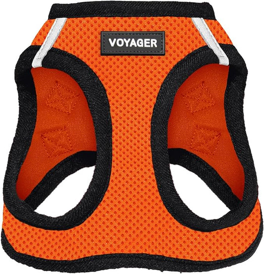 Best Pet Supplies Voyager Step-in Air Harness - All Weather Mesh, Reflective, No Pull Harness for Dogs, Cats - Secure with Hook & Loop Fastener, Buckle, Double D-Rings - Orange/Black Trim, XXS