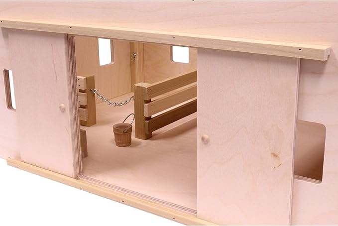 AmishToyBox.com Large Wooden Hip-Roof Barn Toy with Hay Loft, Amish-Made, Solid Wood Construction