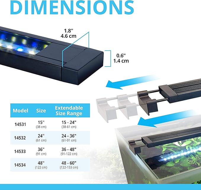 Fluval Aquasky 2.0 Bluetooth LED Aquarium Light – 27W, 36–48" | RGB + 6500K White | App-Controlled with 24-Hour Light Cycle & Weather Effects | IP67 Waterproof | Wide 120 Coverage