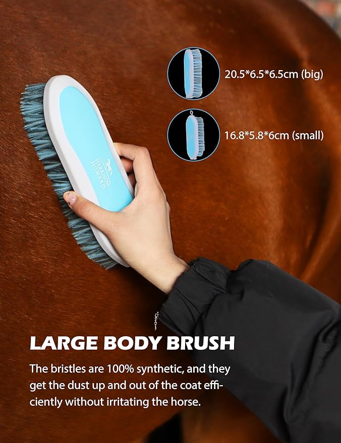 Horse Grooming Kit, 9-Piece Grooming Tools Set for Daily Horse Care – Includes All Essential Tools for Everyday Grooming Soft Blue