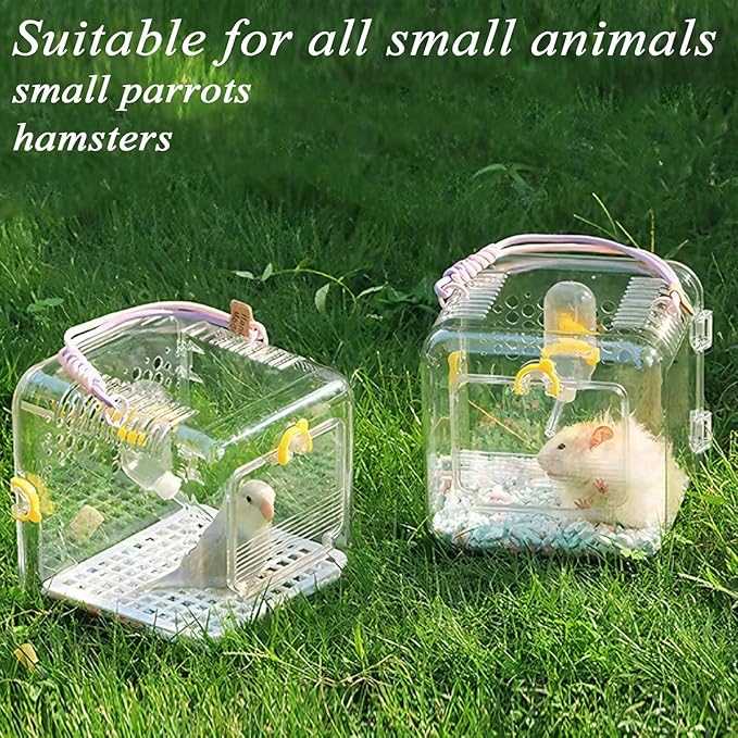 Portable Travel Bird Cage - Transparent Parrot Cage Equipped with a Water Bottle, Suitable for Veterinary Checkups, Short Trips, Canaries, Cockatiels, and Small Bird Species