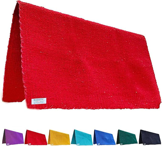 Majestic Ally Solid Color 34"x 36" Traditional Acrylic Saddle Blanket with Hemline Edges-3.7 lbs (Red)