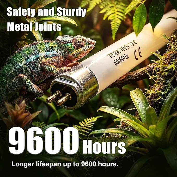T5 HO UVB 10.0 Reptile Replacement Tube, 8W 12 in Linear Fluorescent Lamp, for Tropical Reptiles