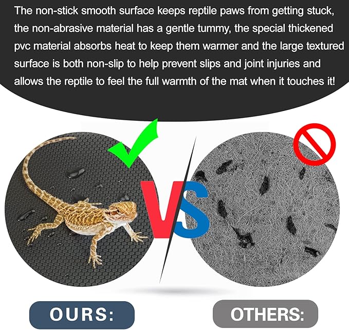 Vodolo Bearded Dragon Tank Accessories, Reptile Terrarium Carpet Substrate for Leopard Gecko, Lizard, Iguana, Snake, Tortoise, Non-Adhesive Reptile Habitat Bedding(Black 118inch)