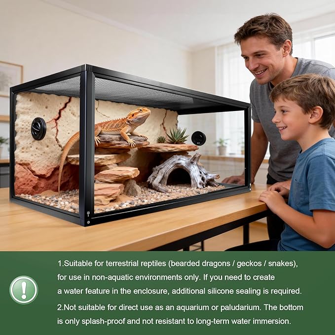 MECESOR 50 Gallon Glass Bearded Drangon Tank，36"x18"x18" Reptile Terrarium Reptiles Vivarium Enclosure with Top Screen Ventilation & Sliding Door Habitat Tank for Ball Python，Gecko, Lizard，Snake