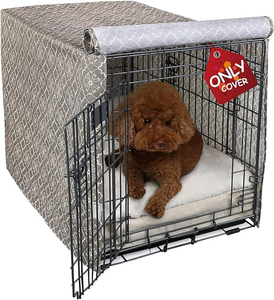 Explore Land Pattern Dog Crate Cover for 42 Inches Wire Cage, Heavy-Duty Polyester 1 2 3 Doors Standard Metal Pet Kennel Enclosure (Vintage Violet)