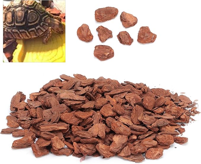 LIZEALUCKY Reptile Cork Bark Substrate Bedding, Box Bedding Pine Bark Granule Bedding, Reptile Breeding Bedding Habitat Decor for Tortoises Lizards (Small granules 250g)