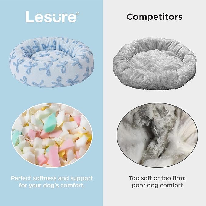 LE SURE Shown on TV Donut Medium Dog Bed - Round Cat Beds for Indoor Cats Calming Bed Gift for Pets, Cute Modern Beds with Jacquard Shaggy Plush & Anti Slip Bottom, 30 Inch, Ice Melt