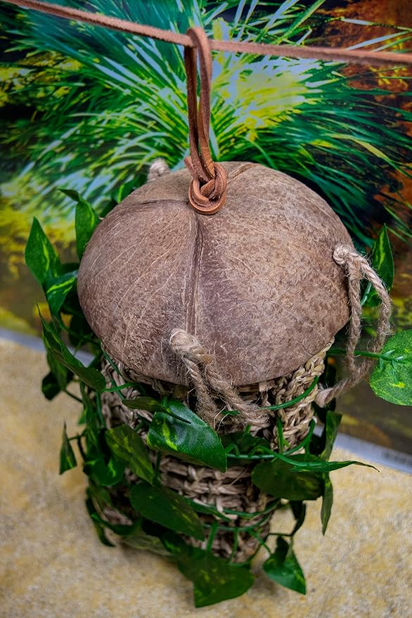 Lizard Lounger Penn-Plax Reptology for Bearded Dragons, Iguanas, and Other Reptiles - Adjustable Hanging (Coconut Climber)