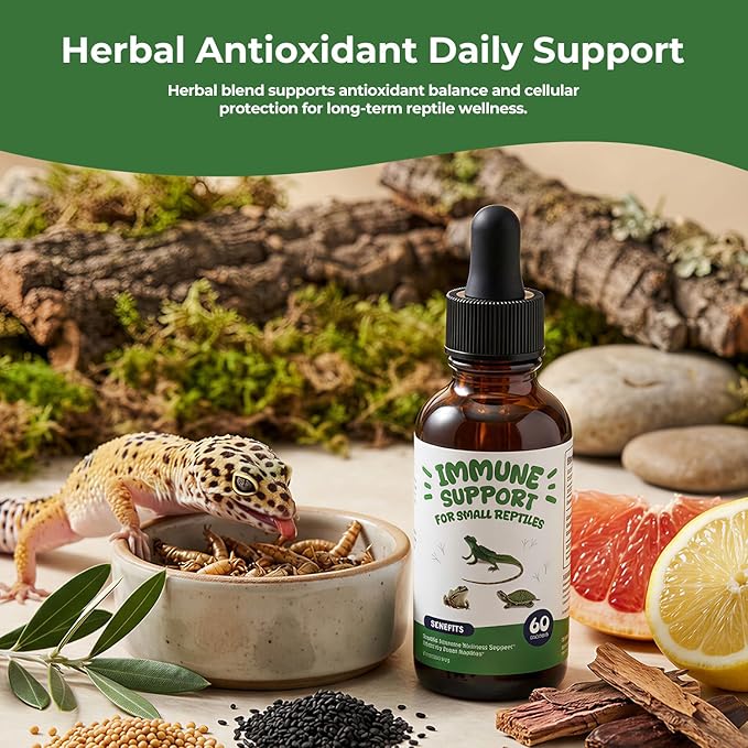 Herbal Reptile Supplement, Daily Wellness Drops for Immune, Appetite, Digestion & Respiratory Health Support, Liquid Support for Geckos, Lizards & Companion Reptiles