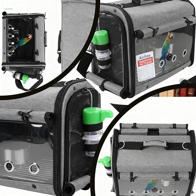 Bird Carrier Bag with Stand, Lightweight Backpack for Parrot, Portable Travel Cage, Pet Transparent Breathable Carrier Lightweight Travel Carrier for Small Bird (1PC)
