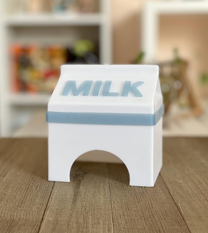 Milk Carton Small Pet Hide - Kawaii Hideaway House - Great for Geckos, Hamsters, Frogs, Mice, Fish Tanks and More!