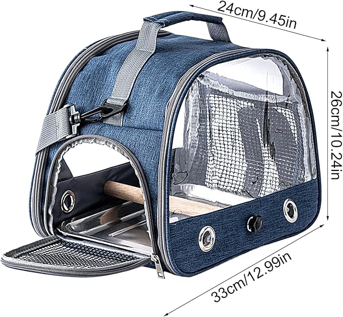 Bird Travel Cage - 33x24x26cm Small Parrot Bird Travel Cage, Lightweight Backpack for Parrot with Shoulder Strap | Portable Small Animal Carrier | Portable Birds Backpack for Budgies, Parakeets, Gent